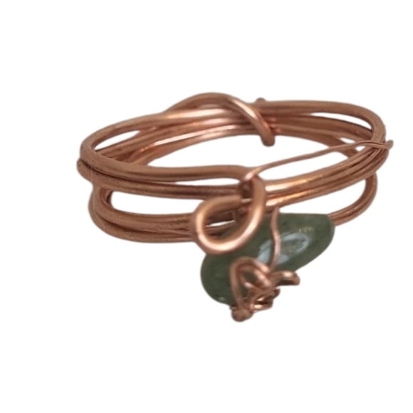 Handmade Copper Wire Wrapped Green Aventurine Ring - Picture 4 of 6